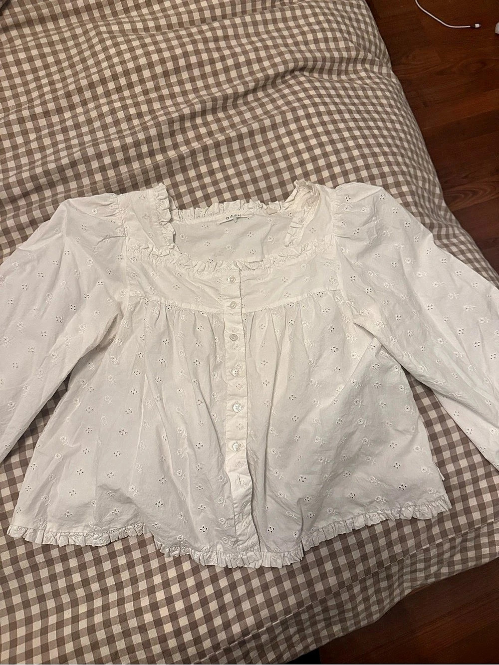 Doen Nera Top White Eyelet Ruffle Blouse